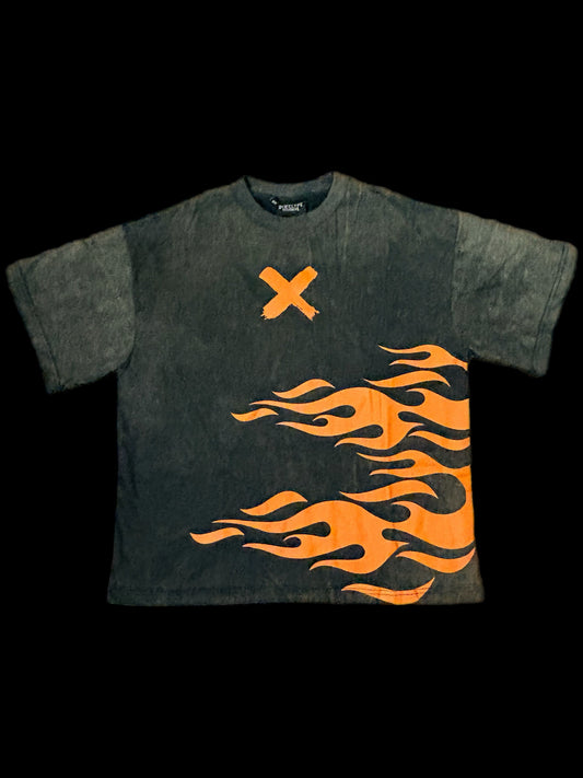 BIKELYFE FLAME ACID WASH TEE